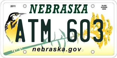 NE license plate ATM603