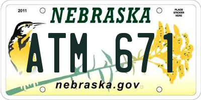 NE license plate ATM671