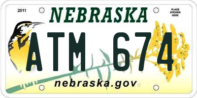 NE license plate ATM674