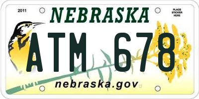 NE license plate ATM678