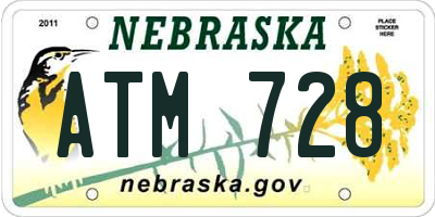 NE license plate ATM728