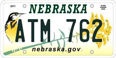 NE license plate ATM762