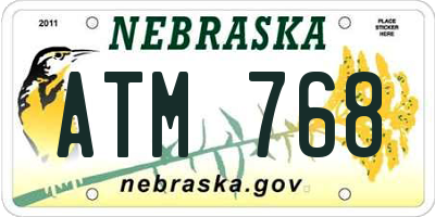 NE license plate ATM768