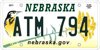 NE license plate ATM794