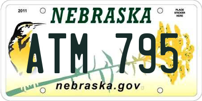 NE license plate ATM795
