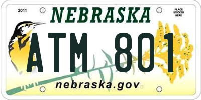 NE license plate ATM801