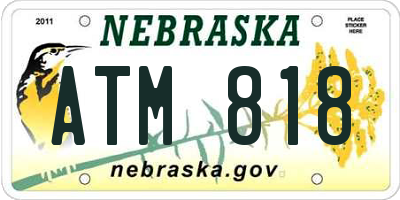 NE license plate ATM818
