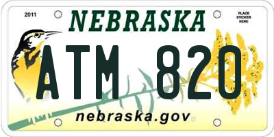 NE license plate ATM820