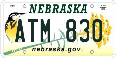 NE license plate ATM830