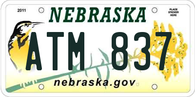 NE license plate ATM837