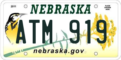 NE license plate ATM919