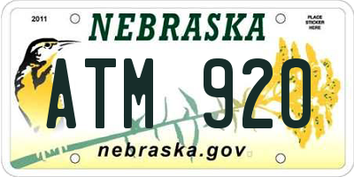 NE license plate ATM920