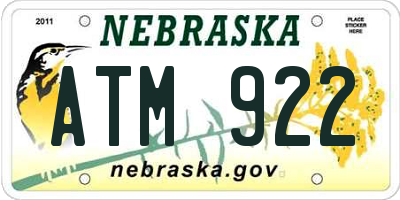 NE license plate ATM922