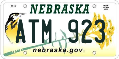 NE license plate ATM923