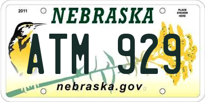 NE license plate ATM929
