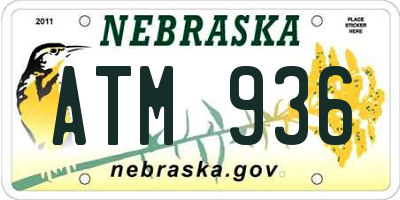 NE license plate ATM936