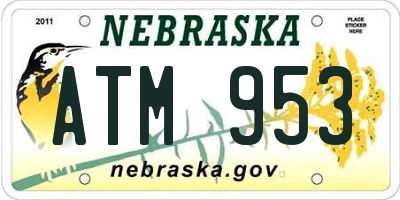 NE license plate ATM953