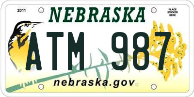 NE license plate ATM987