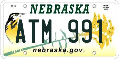 NE license plate ATM991