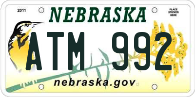 NE license plate ATM992