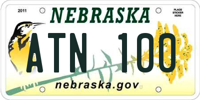 NE license plate ATN100