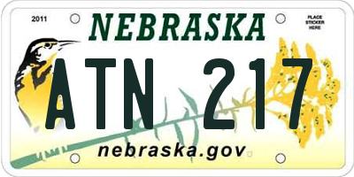 NE license plate ATN217