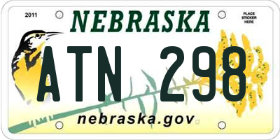 NE license plate ATN298