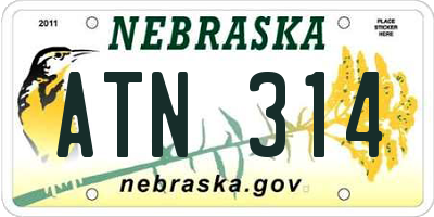 NE license plate ATN314