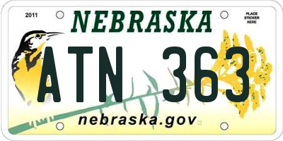 NE license plate ATN363