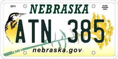 NE license plate ATN385