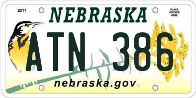 NE license plate ATN386