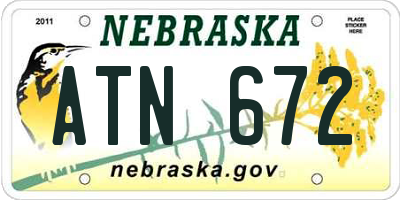 NE license plate ATN672
