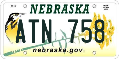 NE license plate ATN758