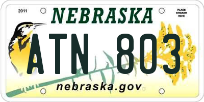 NE license plate ATN803