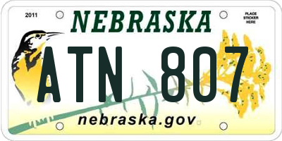 NE license plate ATN807