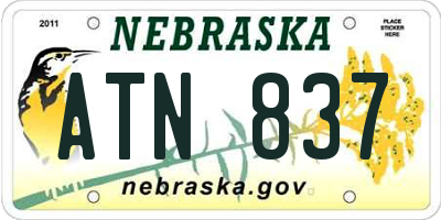 NE license plate ATN837