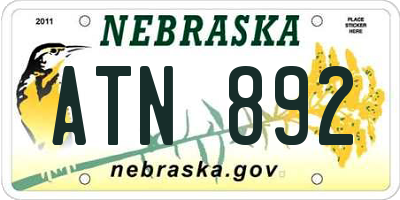 NE license plate ATN892