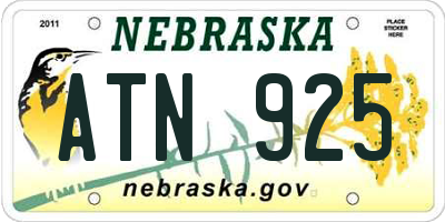 NE license plate ATN925