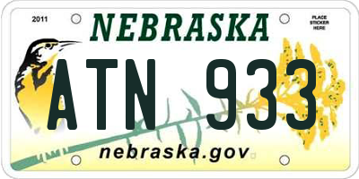 NE license plate ATN933