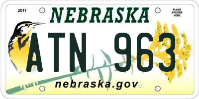 NE license plate ATN963
