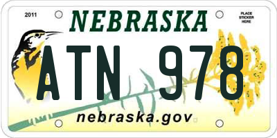 NE license plate ATN978