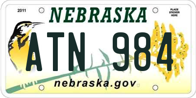 NE license plate ATN984