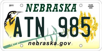 NE license plate ATN985