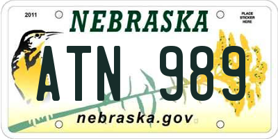 NE license plate ATN989