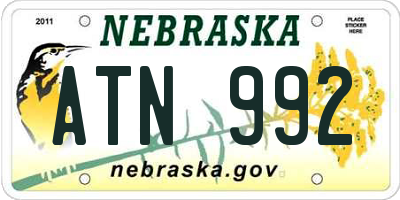 NE license plate ATN992