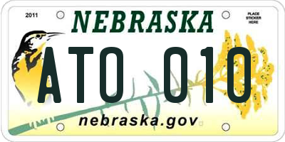 NE license plate ATO010