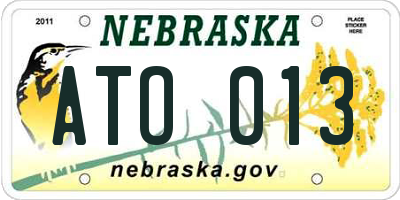NE license plate ATO013