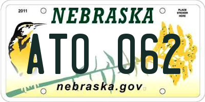 NE license plate ATO062