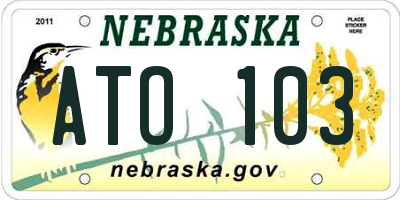 NE license plate ATO103