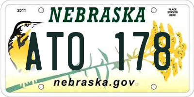 NE license plate ATO178